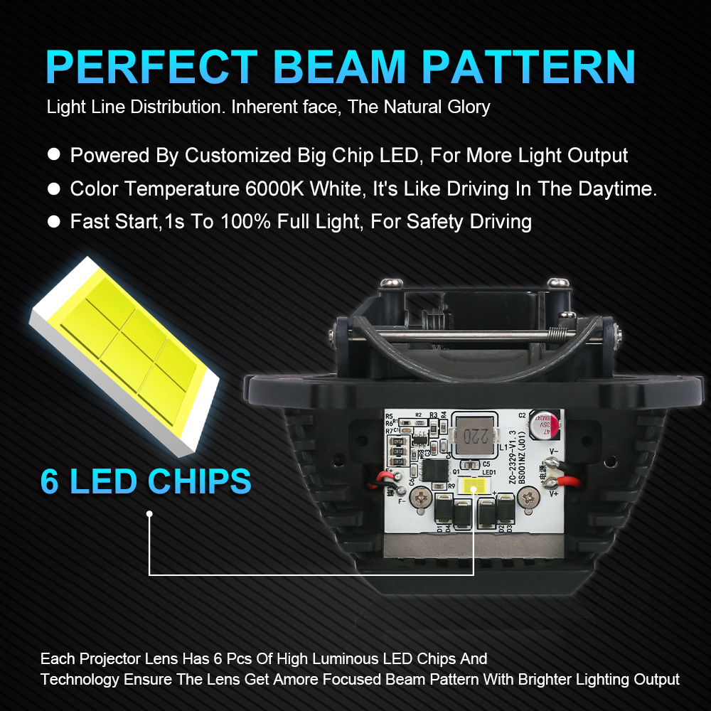 NLpearl 3,0 pulgadas Bi LED lente de proyector de coche faros Halo luces para H4 H7 9005 9006 100W 30000LM retroiluminación de haz alto y bajo Biled