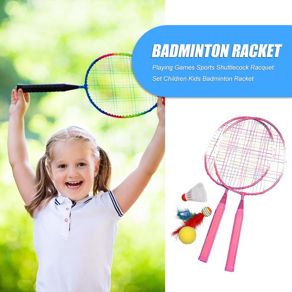 Casual Playing Games Sports Badminton Racket with Shuttlecock for Children Kids Badminton Rackets Set Blue Pink
