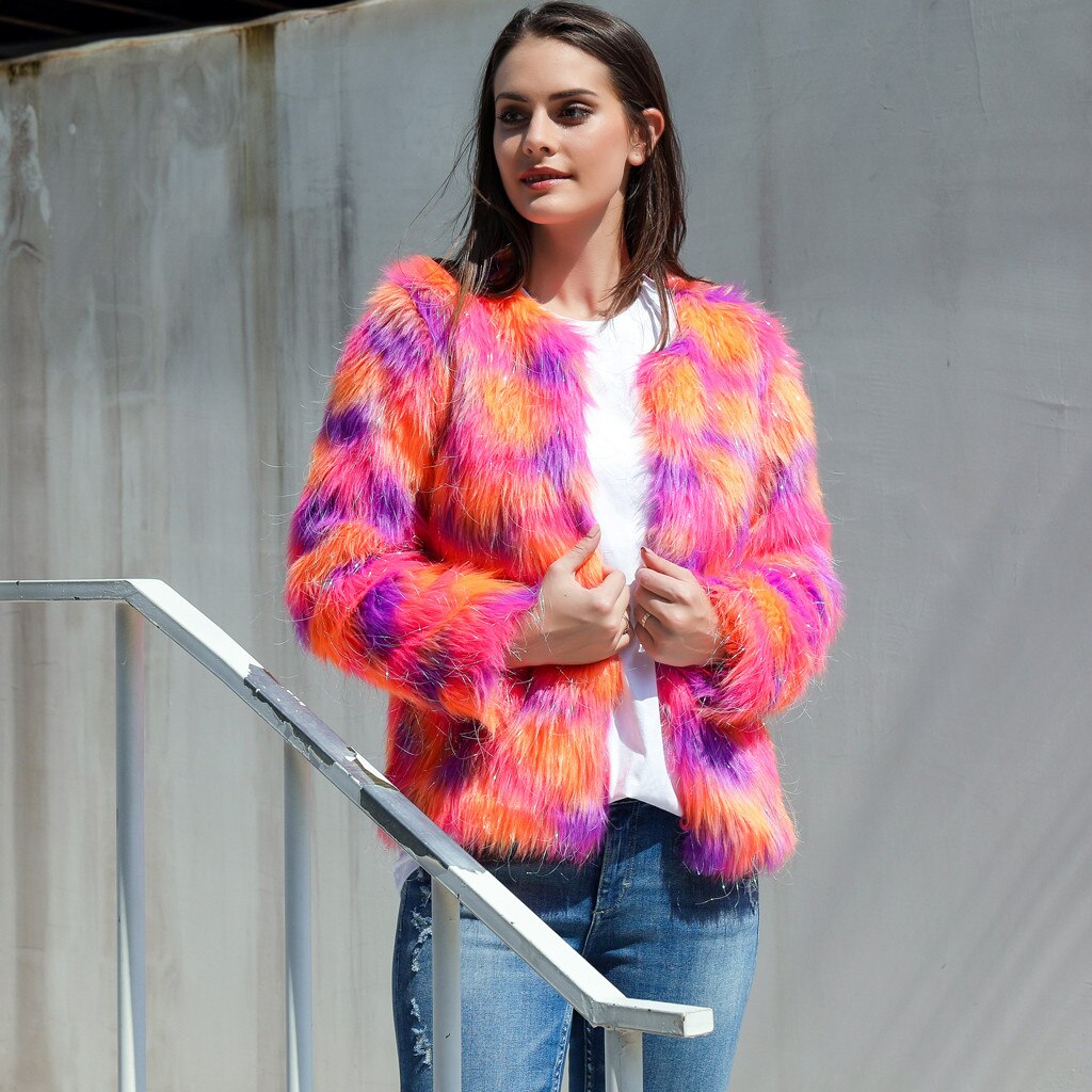 Mujer abrigo de piel peluda Otoño Invierno – Grandado