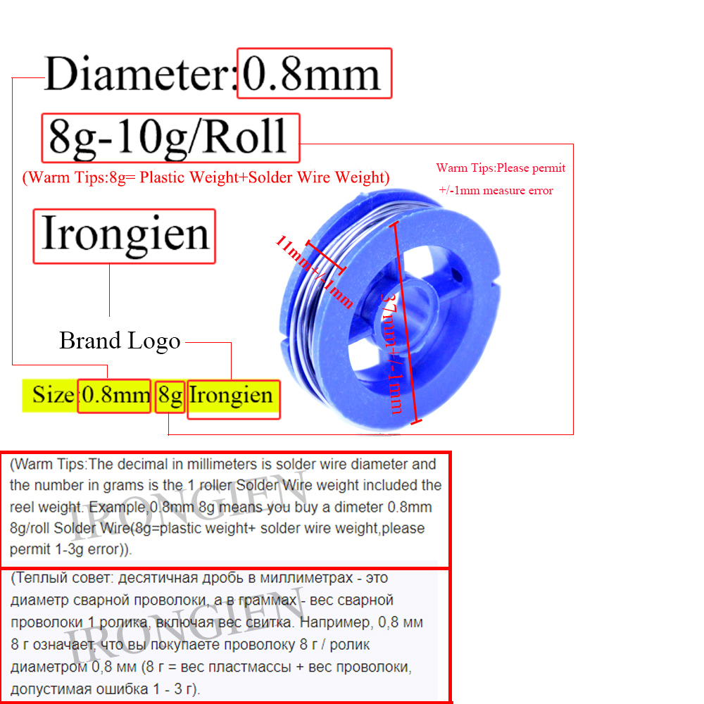 Irongien High Purity Soldering Wire 8g50g/Roll Mixed Tin Rosin Core Dia 0.6-1.5mm Solder Welding Wire For Electrical Soldering