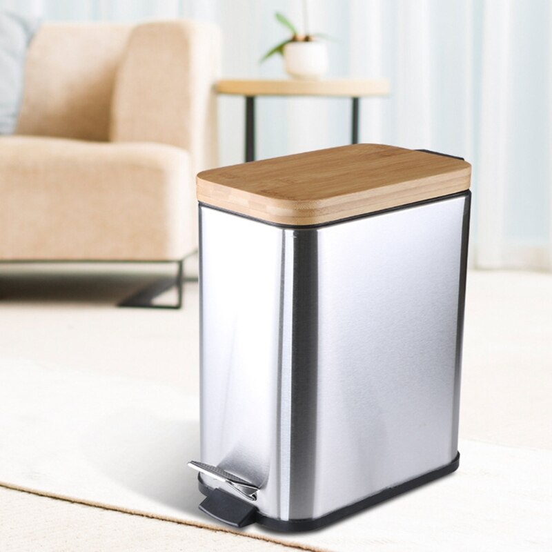Step – poubelle à ordures avec couvercle en bambou, organisateur de déchets, salle de bains, cuisine, décor de bureau