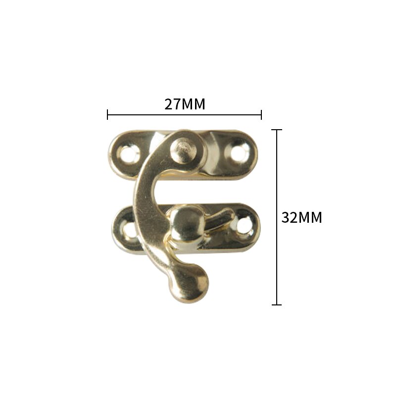 10PCS Small Antique Metal Lock Decorative Hasps Hook Wooden Jewelry Box Padlock With Screws For Furniture Hardware: Gold