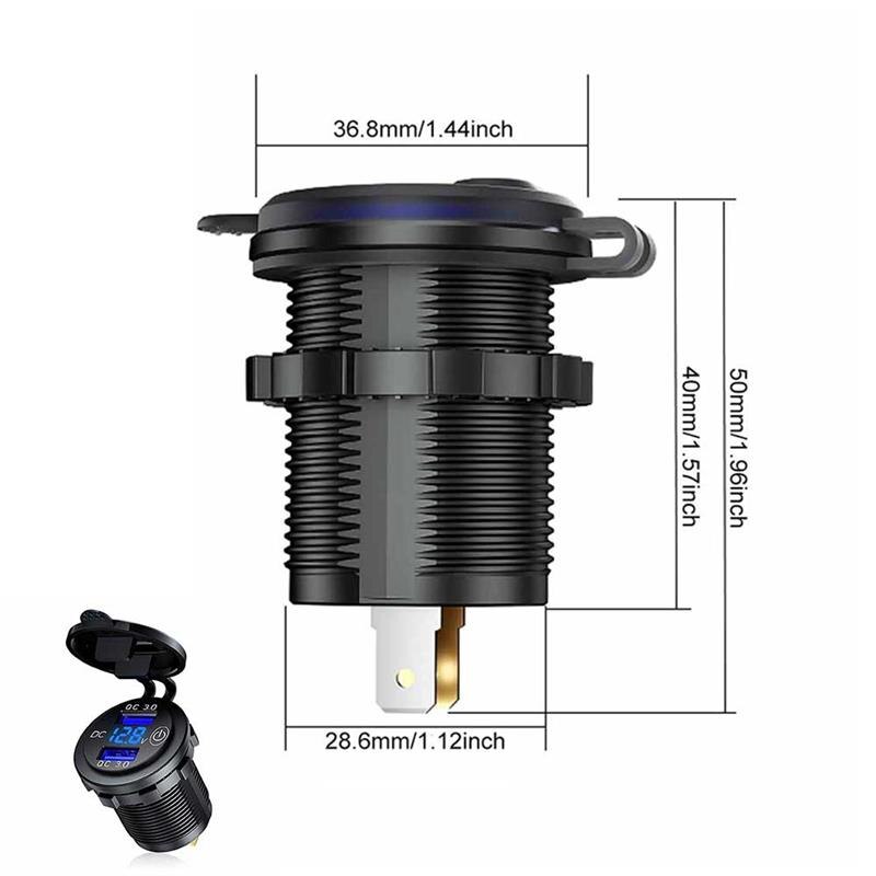 Wasserdicht 12V 24V QC 3,0 Typ C Dual USB PD Schnelle Auto Ladegerät mit Energie Schalter für Lkw motorrad Marine Stiefel SUV ATV Cellphon: Blau Dual USB