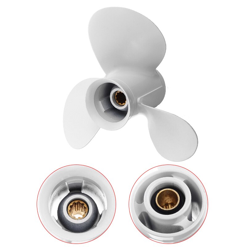 9 7/8 x 11 1/4 Boat Outboard Propeller Aluminium Alloy 664-45947-01-EL For Yamaha 20-30HP White 10 Spline Tooth 3 Blades