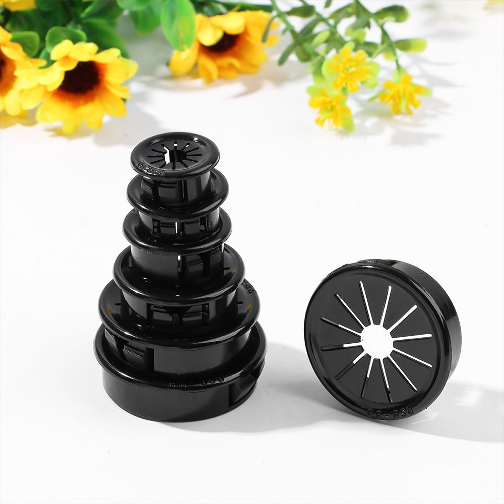 Couvercle de trou de fil de table de bureau, œillet de câble, plastique en nylon noir, forme de pétale, bouchon anti-poussière d'ordinateur, 16mm, 19mm, 22mm, 25mm, 28mm, 35mm, 38mm, 10 pièces