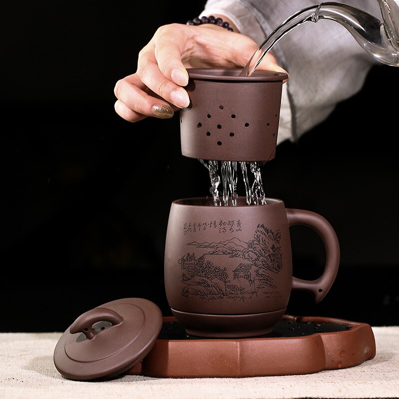Paarse Klei Theepot Set, Handgemaakte Da Hong Pao Exquisite Thee Set Paarse Klei Theepot Set, Handgemaakte Da Hong Pao Exquisite Thee Set