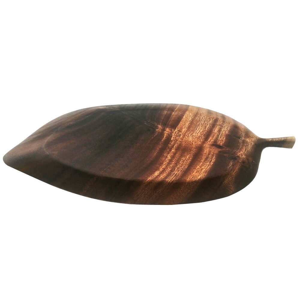 Plato de madera con patrón de hojas tallado a mano, plato de fruta, platillo, bandeja de té, postre, cena, Pan, platos de madera japoneses de forma Irregular