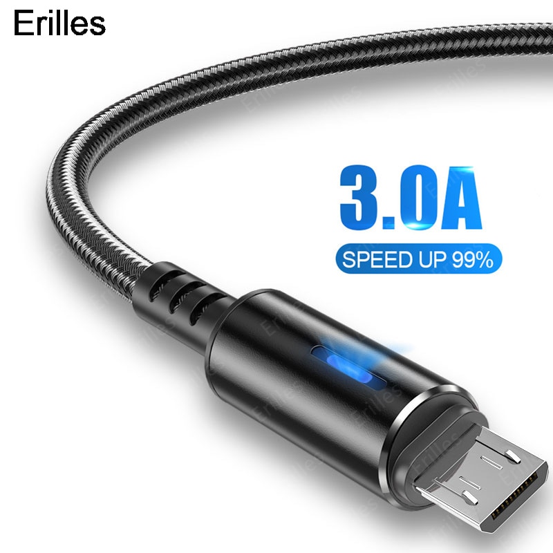 3A Micro USB Cable Breathing ligh Fast Charging For Samsung Galaxy S7 S6 Xiaomi 1.2m/ 2m For Android Micro USB V8 Charger Cables