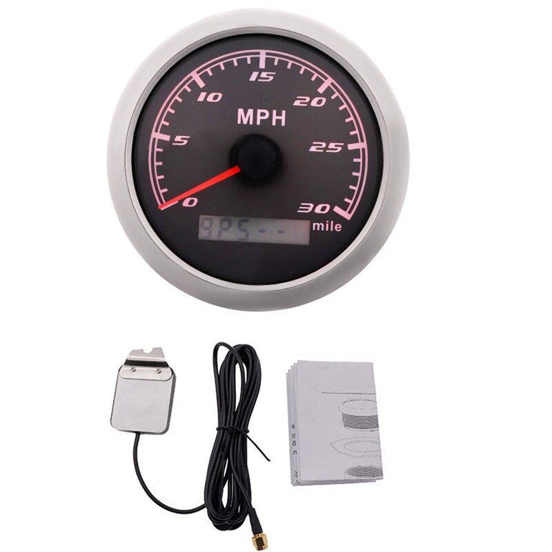 85Mm Auto Gps Snelheidsmeter 30MPH 60MPH 120MPH Kilometerstand Speed Gauge Met Gps Antenne Fit Voor Boot Marine Yacht 12V 24V