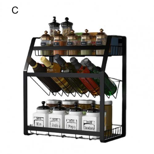 Modern Wall-mounted Spice Rack Easy to Install Seasoning Bracket Space-saving for Household: C