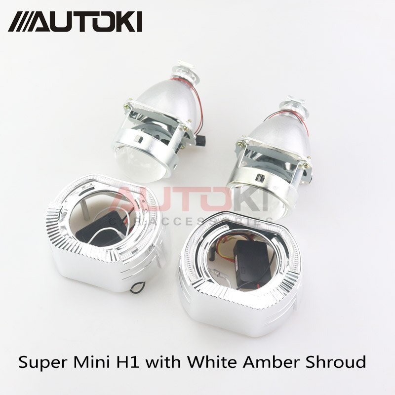 Autoki sport led ängelögon+ bi xenonlins projektor strålkastare för bil eftermontering dagsljus 2.5/3.0 h4 h7