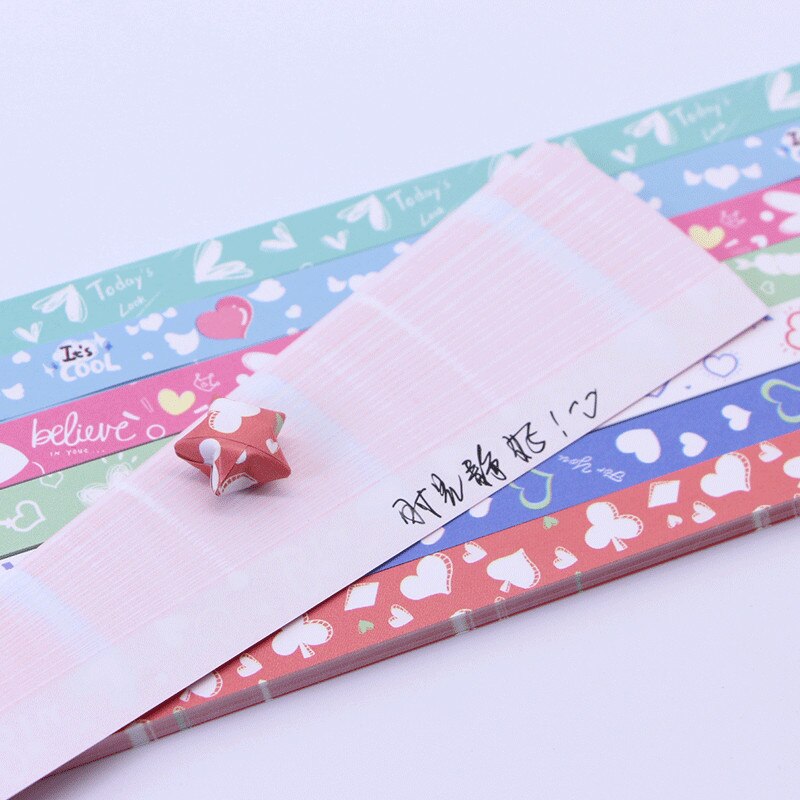 400pcs Origami Paper Print Lucky Star Paper Set Origins Wishing Paper Kindergarten DIY Decoration Origami Material