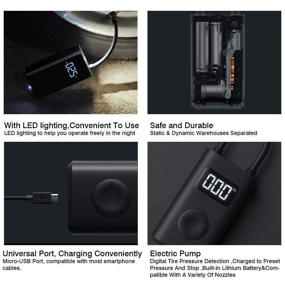 Sprężarka powietrza mini Inflator robić opon ręczna pompa z latarką i wyświetlaczem doprowadziło robić rowerów motocyklowych piłki pływackie