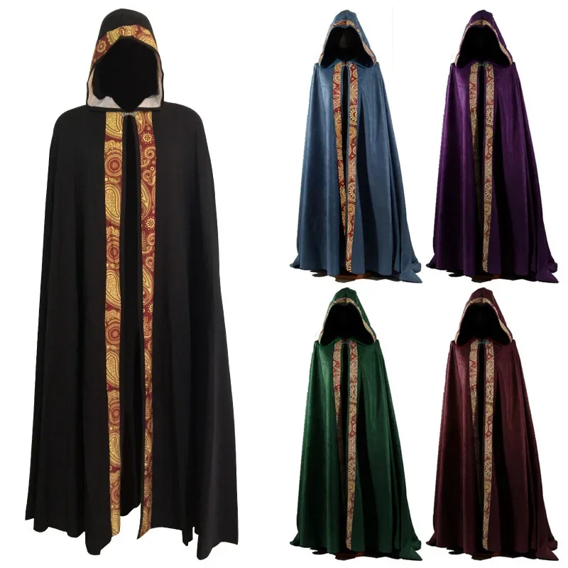 Unisex Gótico Capuz Manto, Renascimento Medieval, Halloween Vampiro, Diabo Mago Capa, Robe Vestido, Cosplay Traje, Casaco, Festa