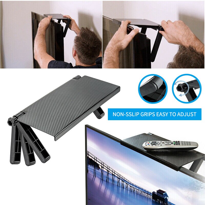 Estante de Almacenamiento Ajustable para Pantalla de TV, Repisa para la parte Superior del Monitor de Ordenador, Soporte de Escritorio, Estantes de Exhibición para Televisor, 1 Unidad