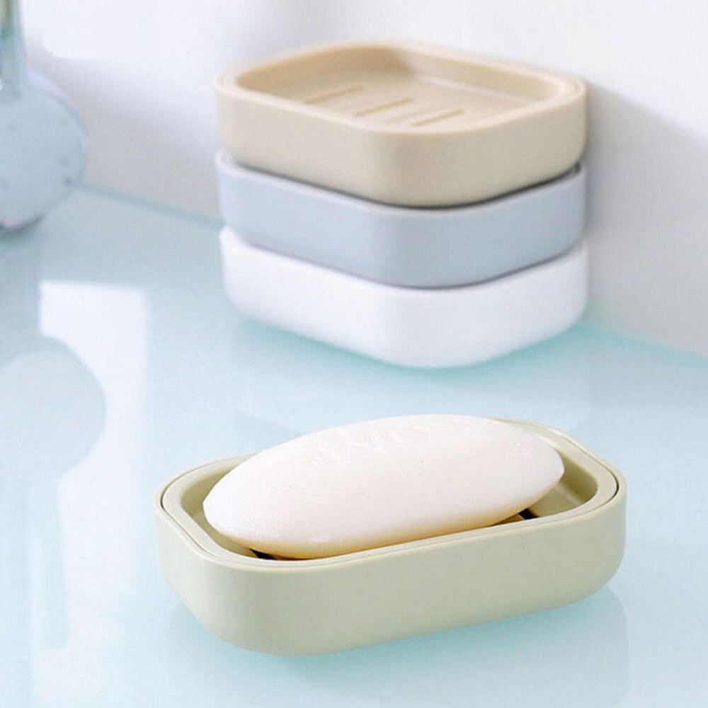 1 stuk plastic zeepbakje plastic badkamer dubbele afdruipzeephouder antislip zeepdoos