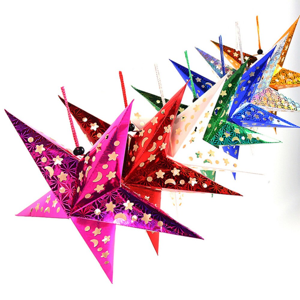 5PCS 30CM Paper Star Light Hollow Paper Star Lampshade Decoration Ornament Lantern Lamp for Party