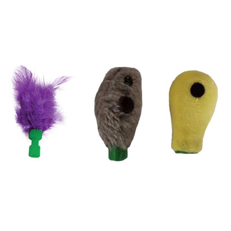 Maus Fisch Feder 3Stck Pop-N-abspielen Katze Kratzen Gerät mit 3 austauschbar Zubehör Katze Spielzeug abspielen Haustier Spielzeug Ball