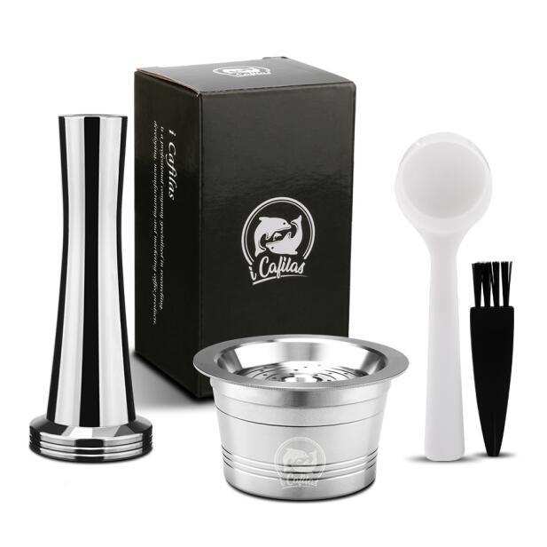 ICafilas-cápsulas de café reutilizables Cafissimo de acero inoxidable, filtro de cafetera para café puro/Tchibo clásico: 1Classic 1 tamper