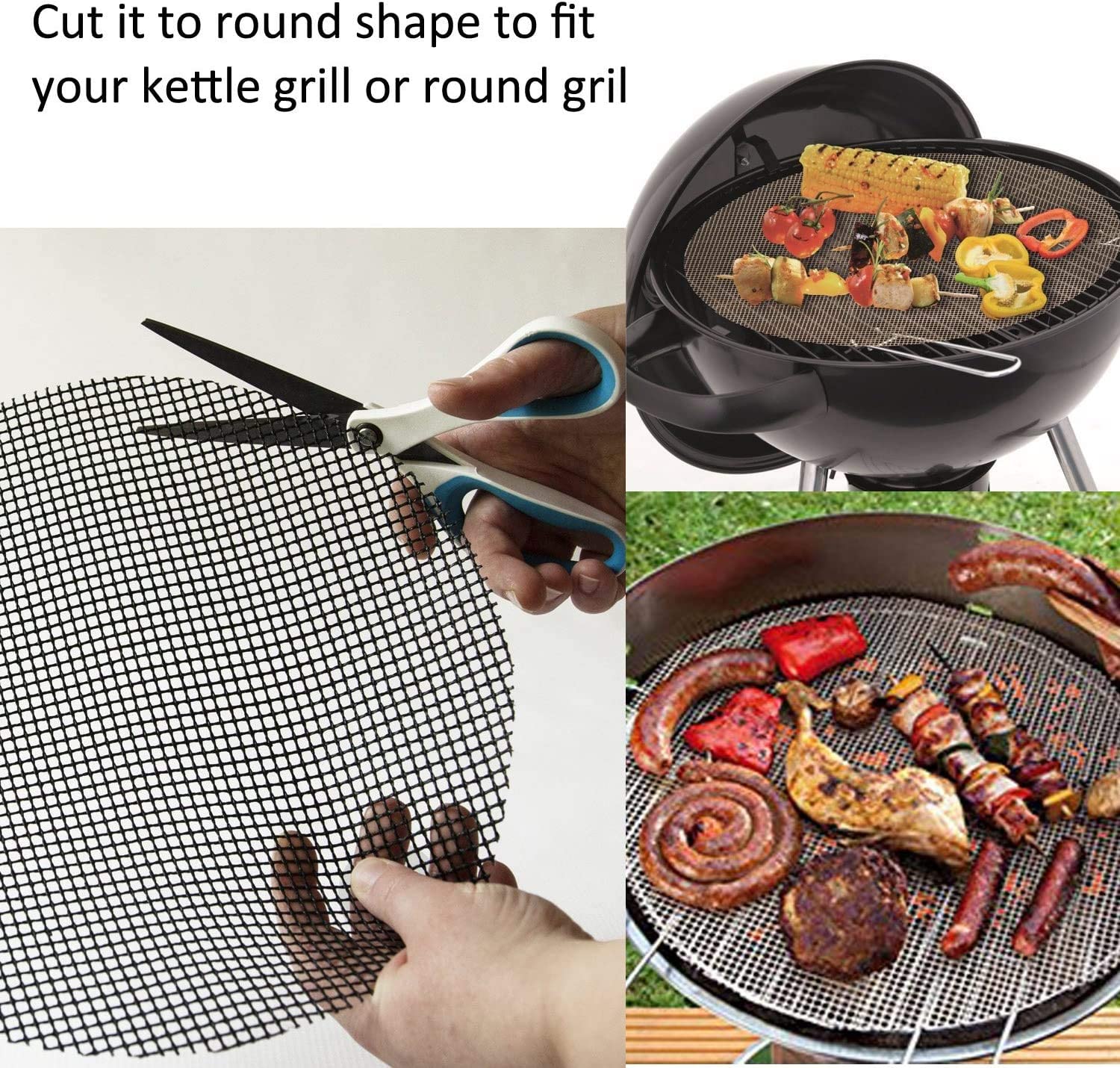 Bbq grillmåtte 100%  non-stick barbeque grill mesh måtter kraftige genanvendelige let at rengøre fungerer på elektrisk gasgrill kul