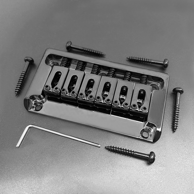 JEBridge à 6 cordes à queue rigide en métal avec paroi latérale, corps électrique à travers JEParts, noir, or, chrome, 82x44mm-10.5: Jaune