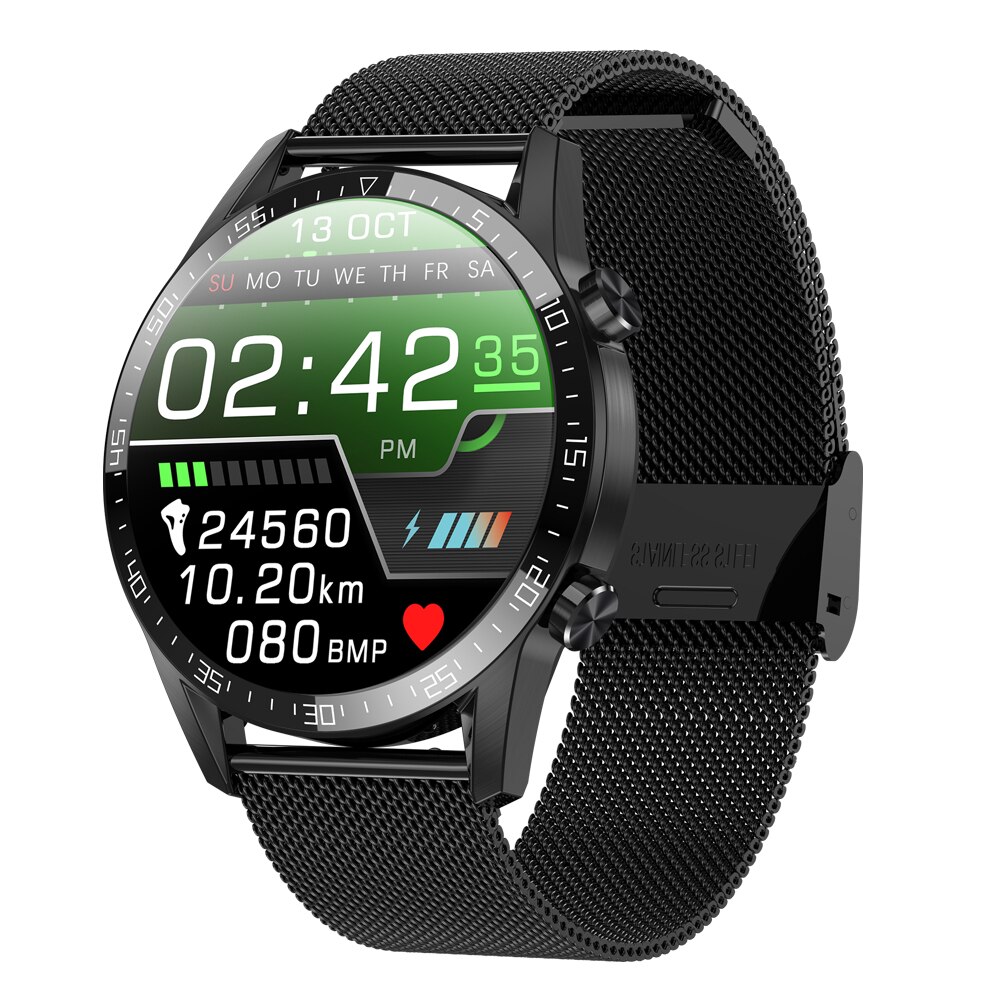 Neue Clever Uhr Männer 24 Stunden Kontinuierliche Temperatur Monitor IP68 EKG PPG BP Herz Bewertung Fitness Tracker Sport Smartwatch: Schwarz Netz
