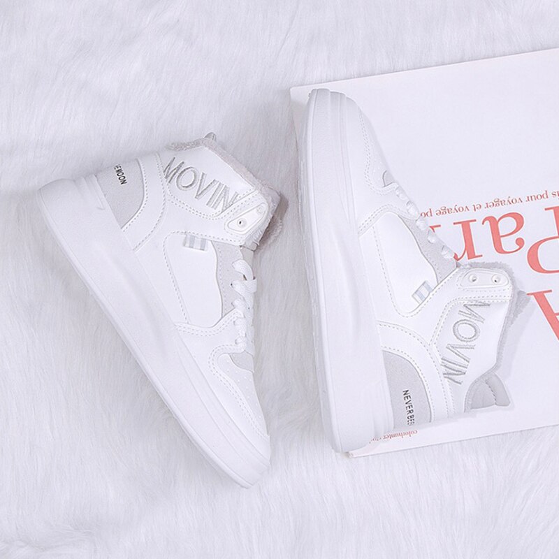 Dames sneakers winter damesschoenen flats platform casual schoenen voor dames comfortabele hoge top warme pluche off white schoenen