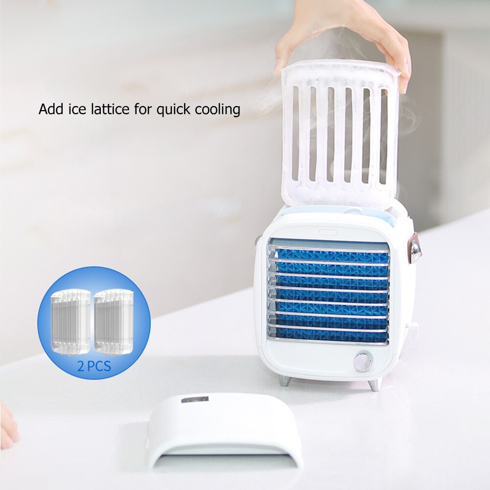 Draagbare Mini Airco Ventilator Traploze Usb Air Cooler Quick Cooling Led Luchtbevochtiger Luchtreiniger Home Office Desktop Cooler