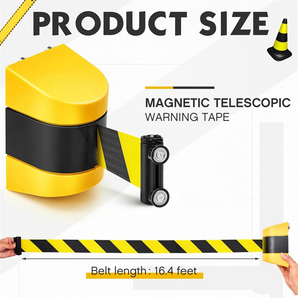 16.4 Ft Magnetic Retractable Wall Barrier Magnetic Wall Mount Crowd Control Retractable Safety Belt Striped Belt