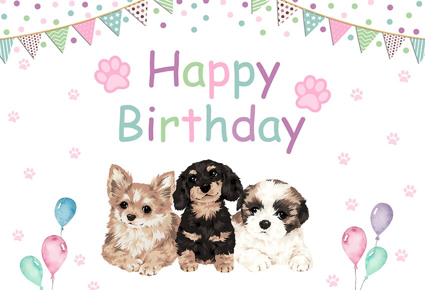 Mehofond – arrière-plan rose pour photographie, thème de joyeux anniversaire, chiot, chien, pour Portrait de fille, accessoires pour Studio Photo