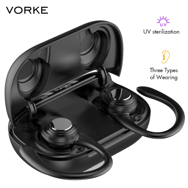 Vorke T15 TWS Kopfhörer Drahtlose Bluetooth5.0 Ohrhörer IPX5 UV Smart Touch HIFI Stereo LED Digital Display mit Typc-C chargingbox