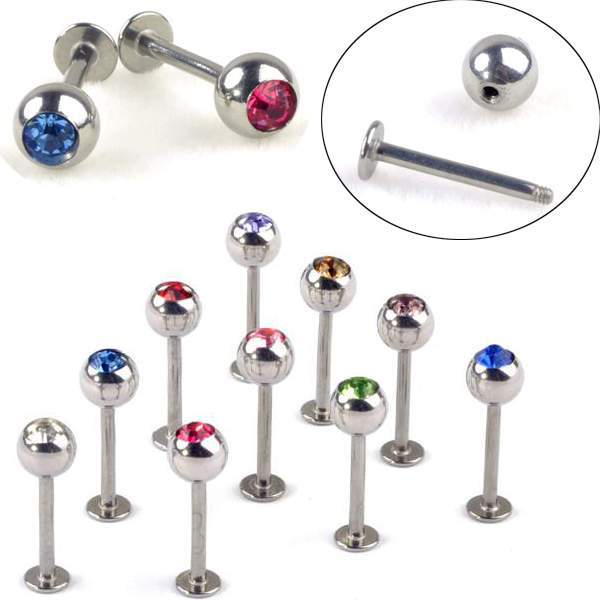 10pc 1.2*8*4mm Ball 16G Labret Lip Chin Ring Bar Stud Stainless Steel Tragus Body Piercing Punk Eyebrow Nose Barbell Rings