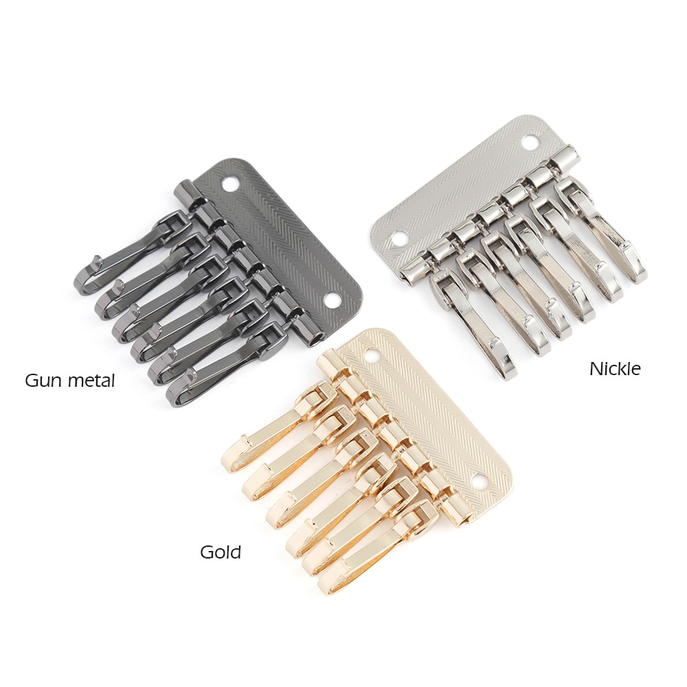 WUTA 2pcs Wallet Key Row 6 Hooks Metal Key Holders Hardware Rivet Hook Keyring Key Chain DIY Leather Accessories