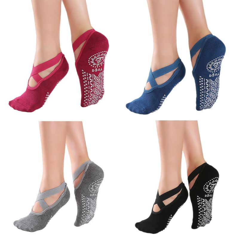 Yoga strumpor för kvinnor halkskydd och remmar fitness sport balett pilates strumpor