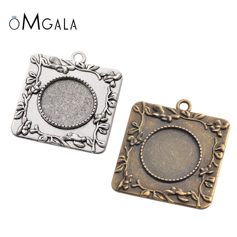 10pcs 20mm Inner Size Antique Silver Plated And Bronze Colors Plated Classic Style Cabochon Base Setting Charms Pendant