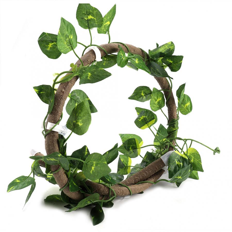 1Pc Vine Artificial Flocking Moss Rockery Aquarium Landscaping Reptile Climbing Branch Flexible Jungle 3.28ft Rattan: Green
