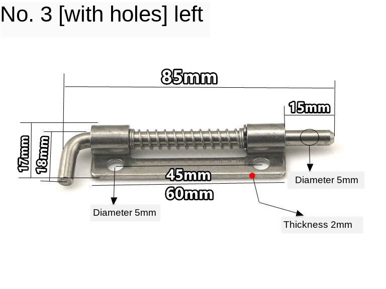 Spring Bolts Latch Hardware Stainless Steel 304 Cabinet Industrial Flat Welding Distribution: 3-Hole-L