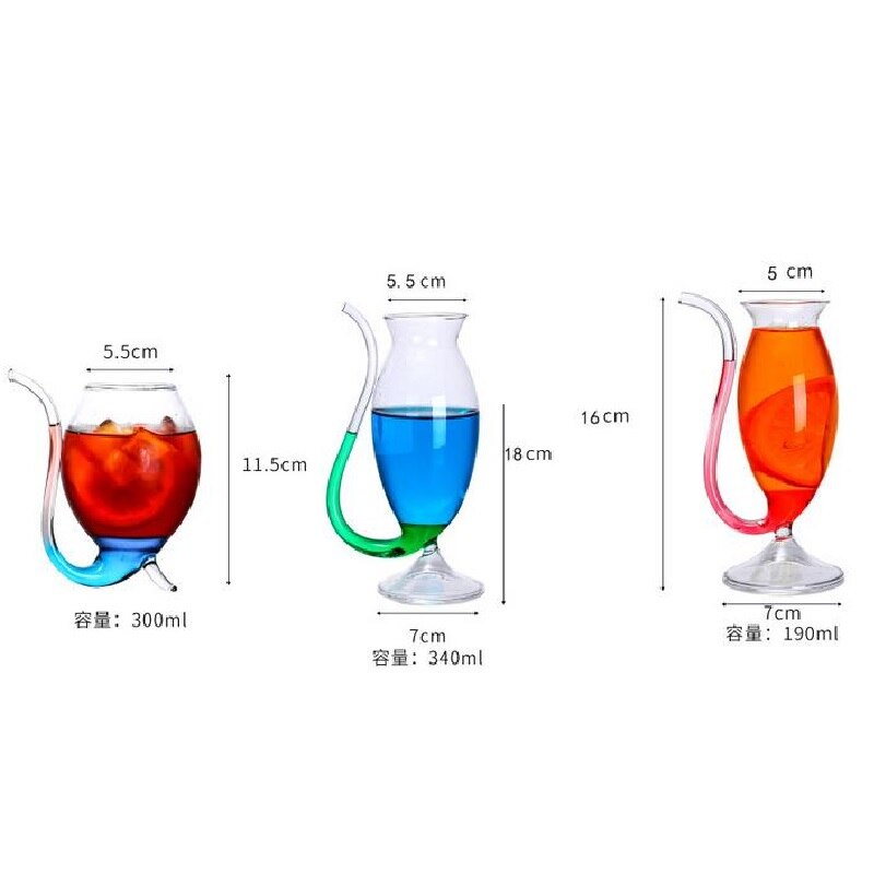 Tasse en verre de Vampire avec paille intégrée pour jus, verre de vin , tasse de verrerie transparente avec Tube de paille pour H