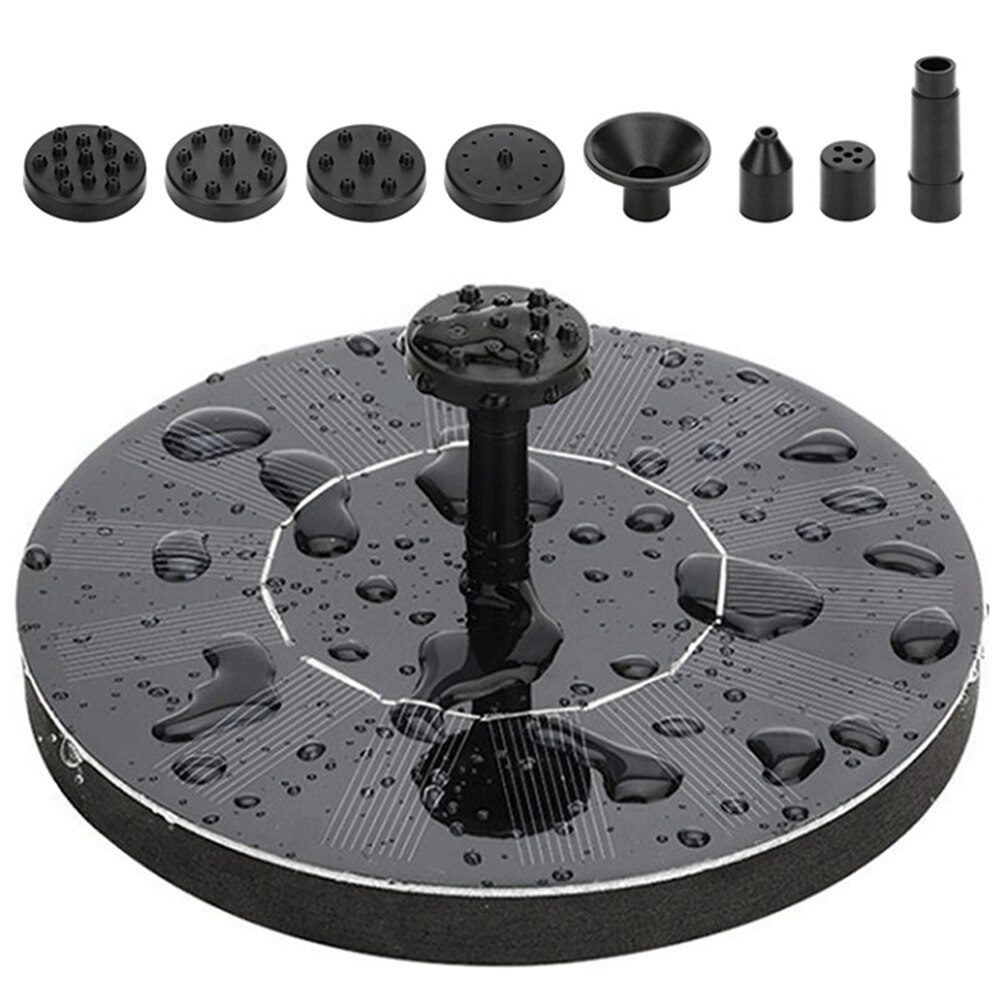3W Solar Fountain Water Pump 12 LED Lights Bird Bath Fountain With 7 Nozzles: 1.5W B