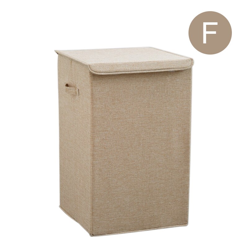 Large Capacity Cotton Linen Laundry Basket Bathroom Dirty Clothes Storage Basket Household Collapsible Waterproof Laundry Hamper: F