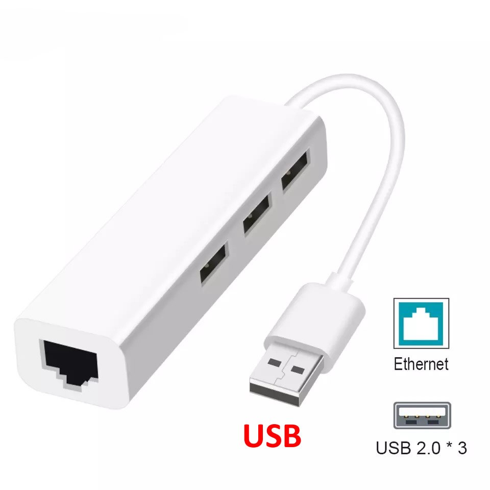 Usb Ethernet Met 3 Poorten Usb Hub 2.0 RJ45 Lan Netwerkkaart Usb Naar Ethernet Adapter Voor Mac Ios Android pc RTL8152 Usb 2.0 Hub: USB