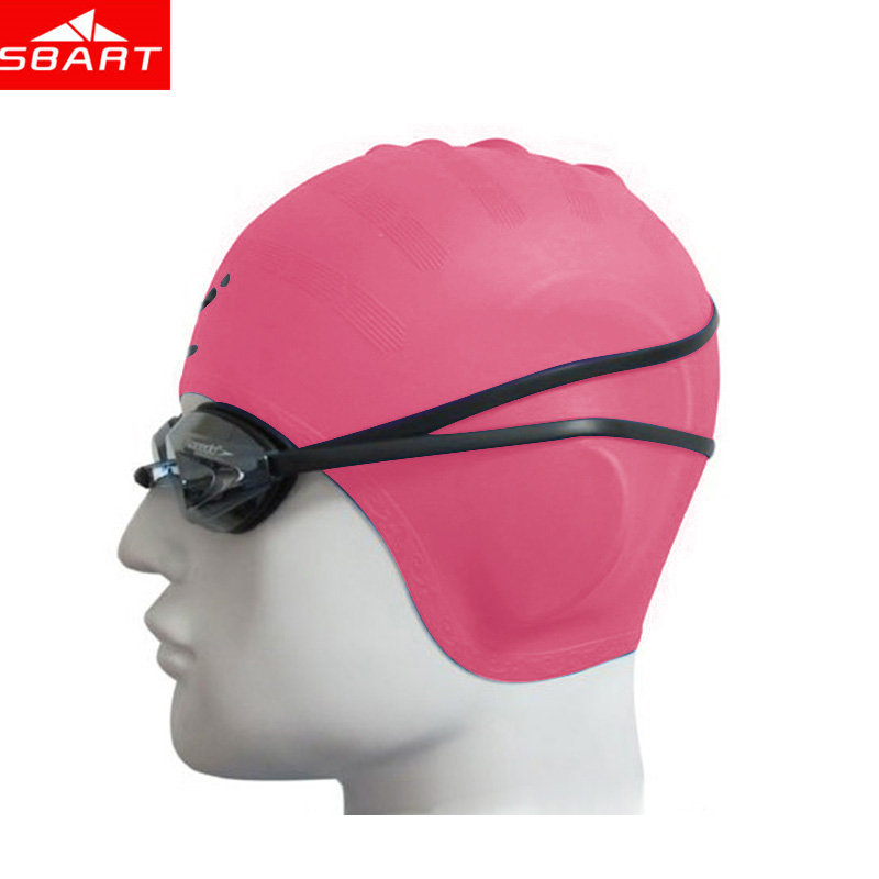 Sbart Silicone Swimming Cap - Unisex, Waterproof, Ear Protection for Long Hair, Diving