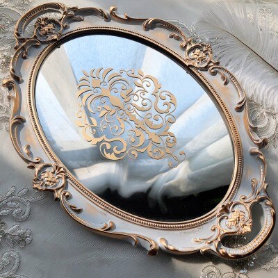Luksus retro spejl bakke smykker kosmetisk opbevaringsbakke toiletbord kosmetisk opbevaringsbakke udgør plade dekoration hjem: 33-36 x 24.8cm