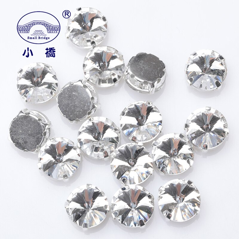 Piedras de cristal redondas brillantes para coser, piedras de vidrio para decoración de ropa, piedras de cristal sueltas con parte trasera plana y garra, 10  s062