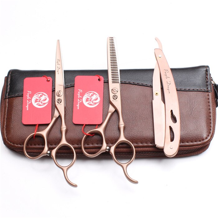 6In. 17.5cm 440C Purple Dragon Rose Gold Hairdressing Scissors Thinning Shears Cutting Scissors Hair Scissors Z9030: Z9030 Jin 3P 6YY