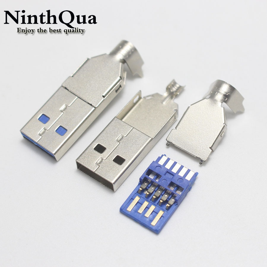 1/2/5 sett usb 3.0 type en hannkontakt jack loddetype 3 in 1 høyhastighets usb 3.0 jack mannlig ladestikk for diy