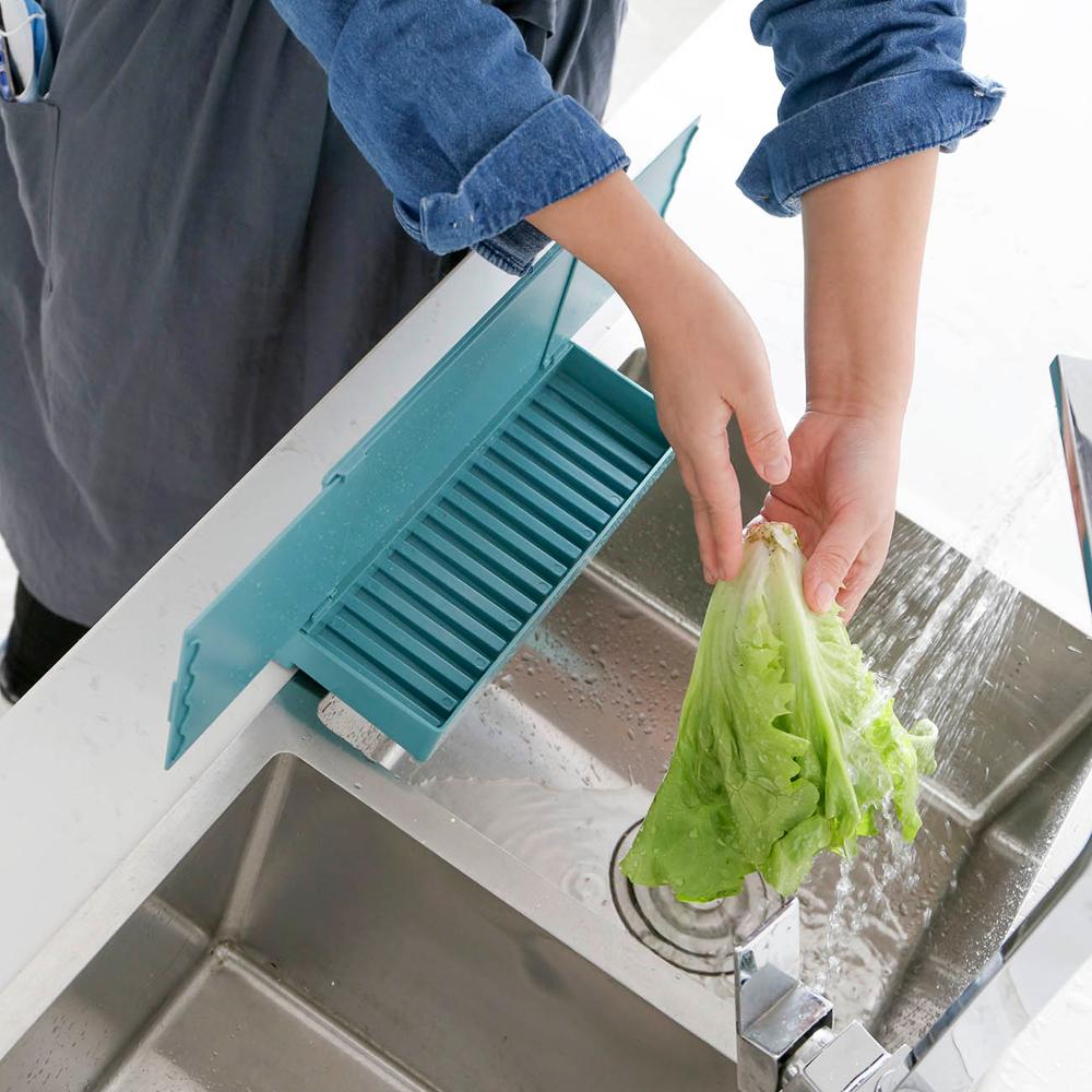 Kitchen sink flap with storage compartment sink drain storage rack retractable splash-proof baffle water barrier