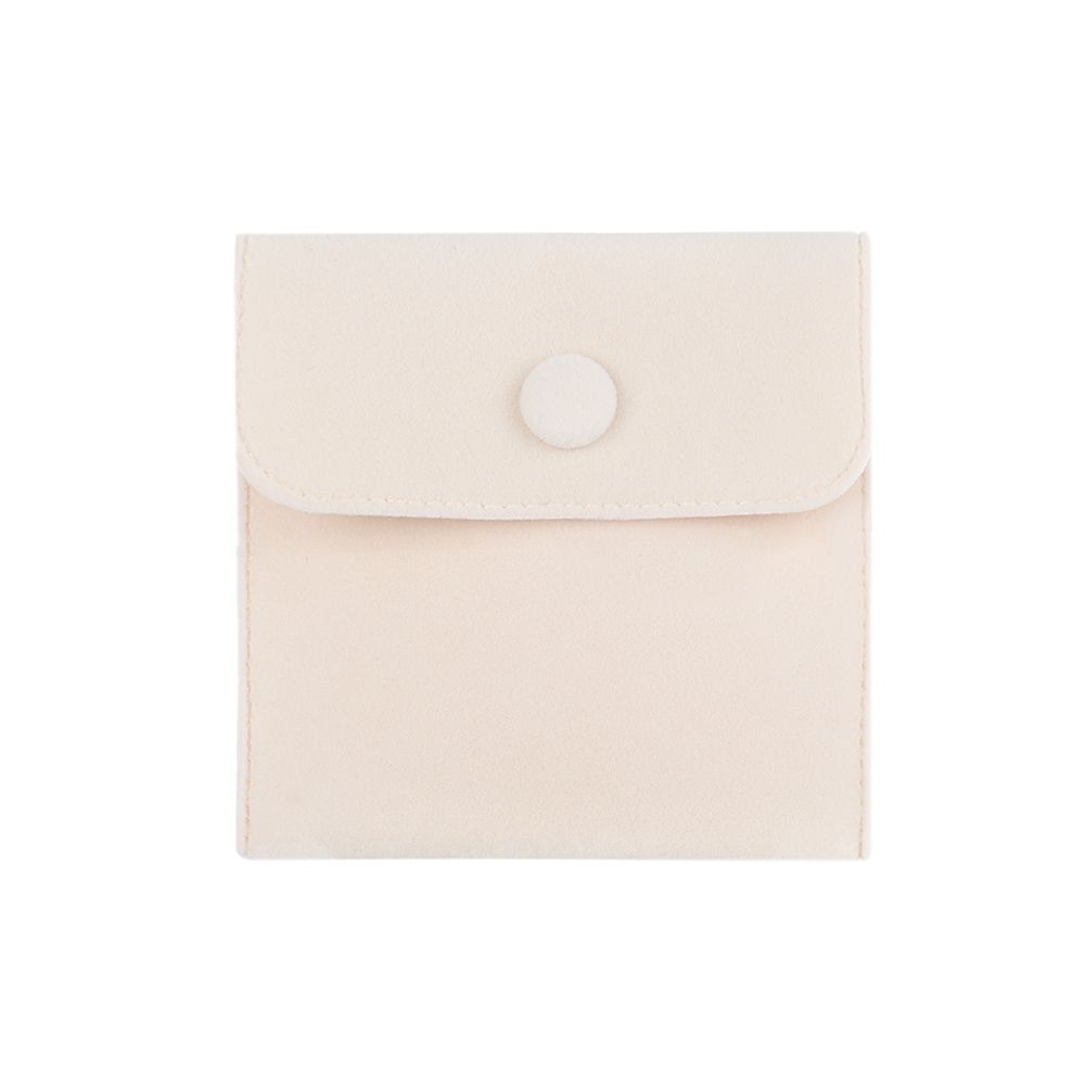 Fløyels smykker emballasje pose snap oppbevaringspose armbånd halskjede veske bærbar støvbeskytter innpakningsveske: Beige / 9.5 x 9.5cm
