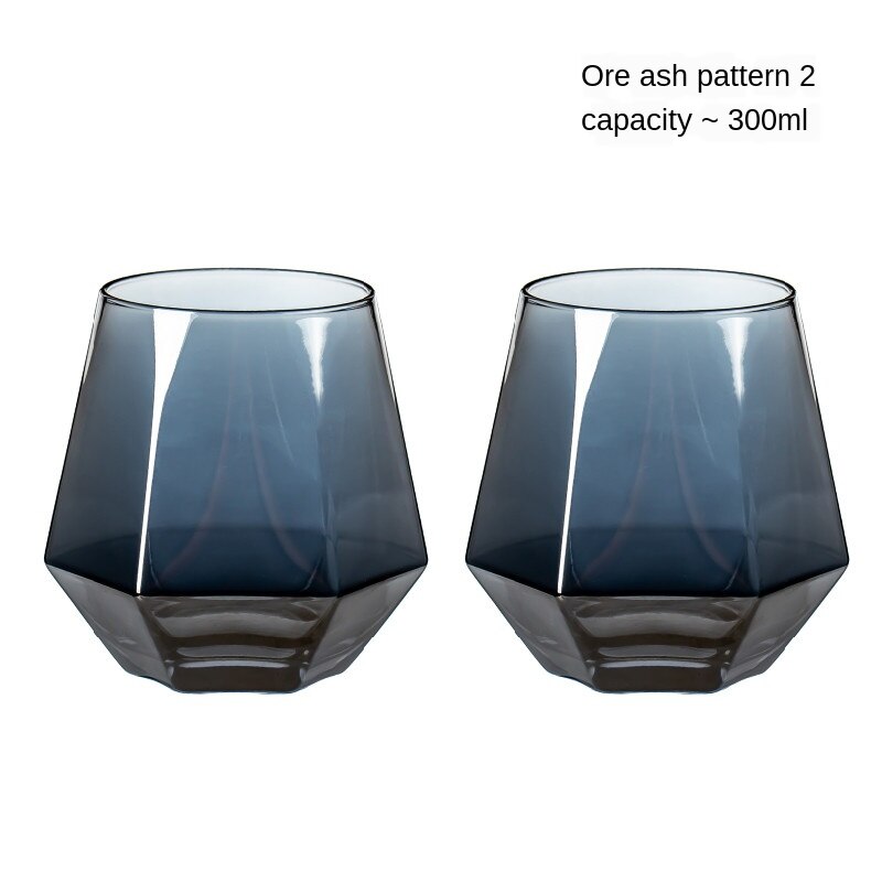 Verre coloré résistant à la chaleur, verre à Six faces, gobelets d'eau, tasse à jus de Cul, verre à boisson, haute apparence: 2PCS5