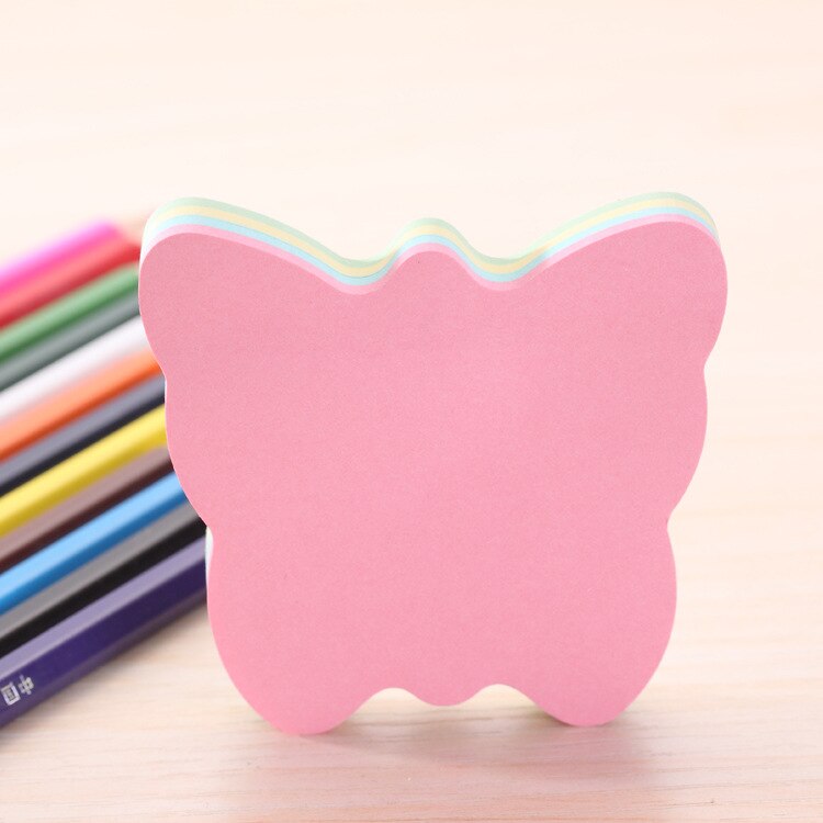 cute kawaii novelty memo pad sticky Notepaper note star love heart house butterfly bear sticker office school supplies: butterfly